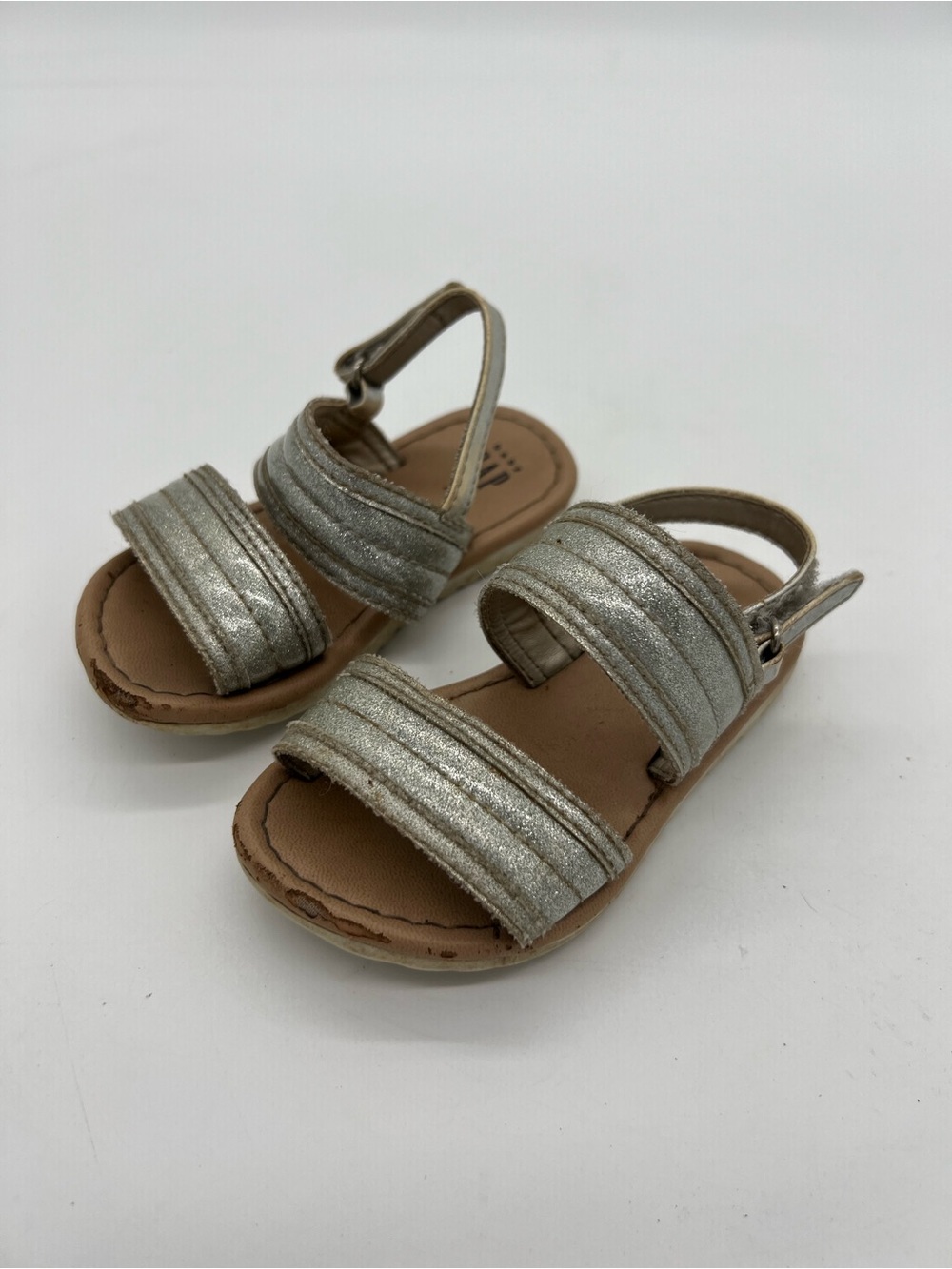 Gap Baby Girls Silver Sparkly Sandals Sz 6